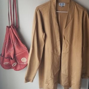Open front work casual cardigan, camel